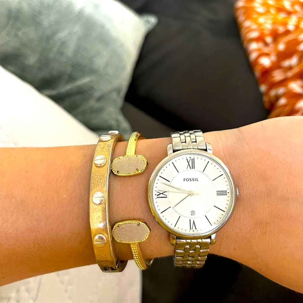 Jacqueline Three-Hand Date Stainless Steel Watch Woman’s Fossil